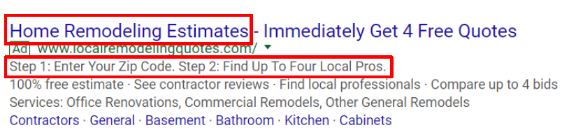 Google广告展现页面